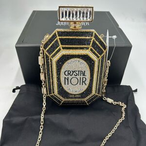 Judith Lieber couture perfume bottle noir crystal clutch bag made in Italy